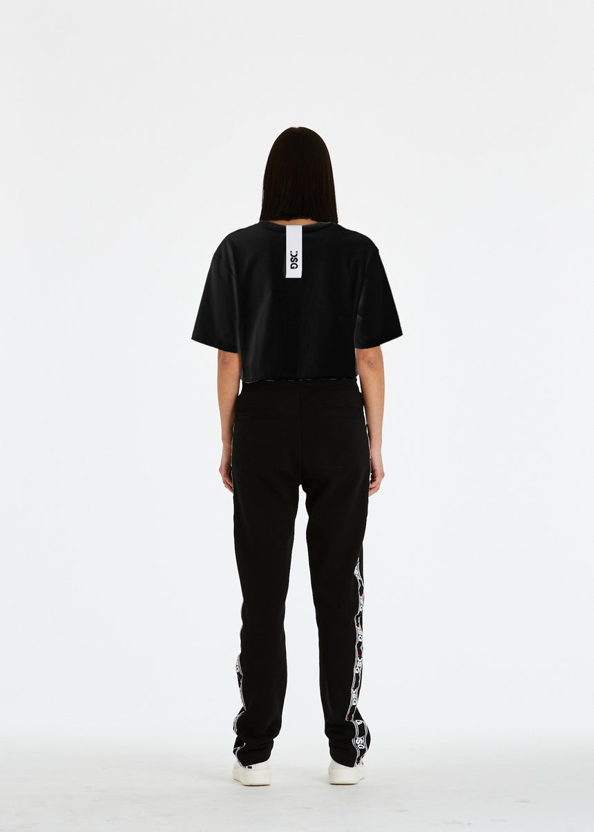 T-SHIRT DSG CROPPED NERA CON STAMPA LOGO BIANCA