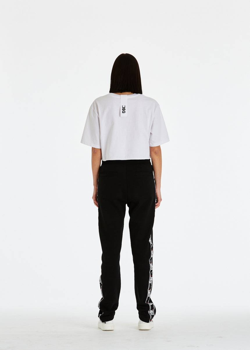 T-SHIRT DSG CROPPED BIANCA CON STAMPA LOGO CANDY PINK
