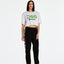 T-SHIRT DSG CROPPED BIANCA CON STAMPA LOGO VERDE