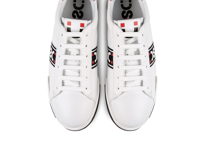 SNEAKER NAPPA BIANCA CON GRO LATERALE STAMPATO