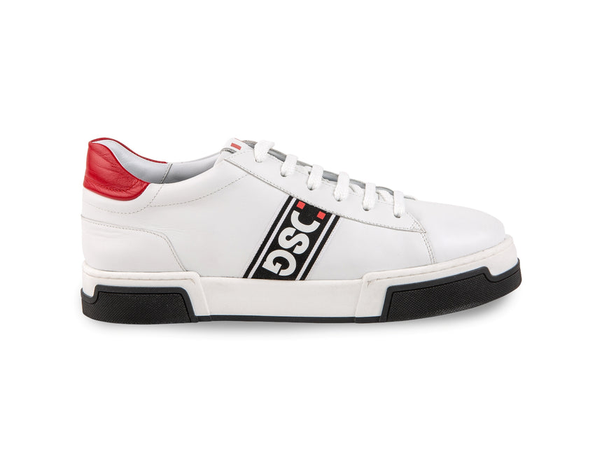 SNEAKER NAPPA BIANCA CON GRO LATERALE STAMPATO