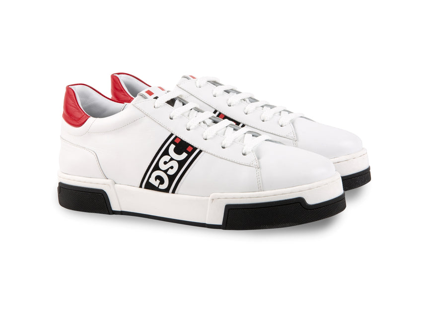 SNEAKER NAPPA BIANCA CON GRO LATERALE STAMPATO