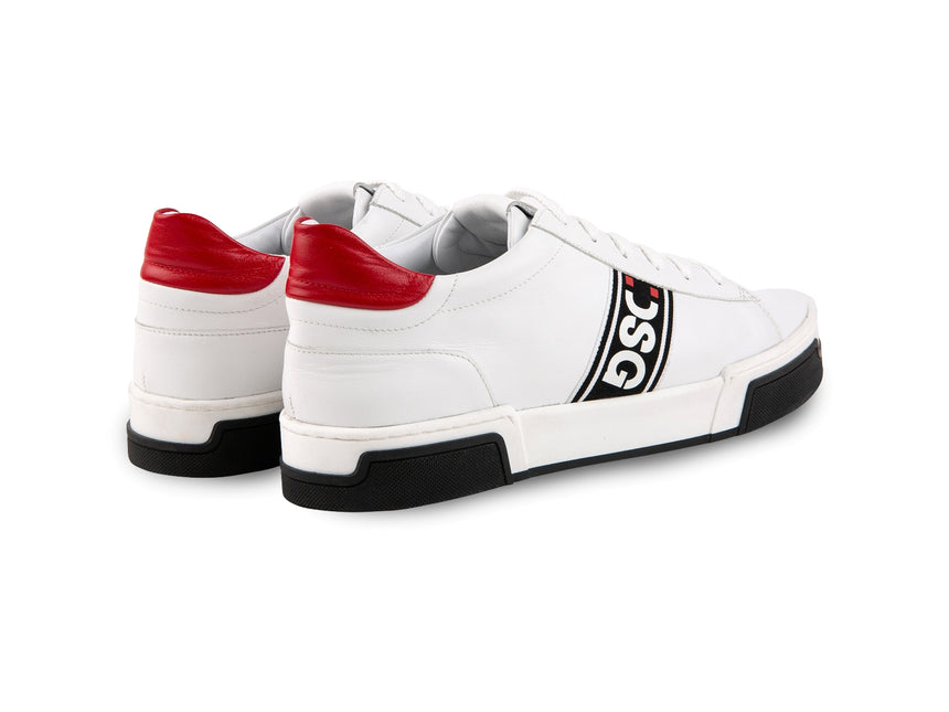 SNEAKER NAPPA BIANCA CON GRO LATERALE STAMPATO
