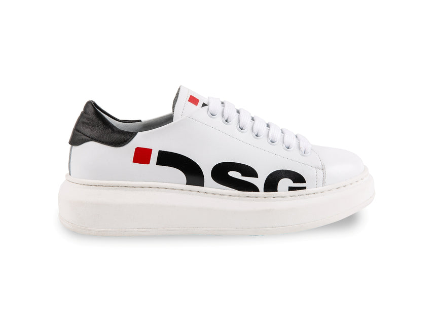 SNEAKER DSG IN NAPPA BIANCA CON LOGO LATERALE NERO