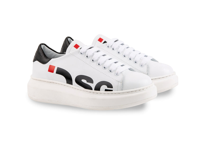 SNEAKER DSG IN NAPPA BIANCA CON LOGO LATERALE NERO