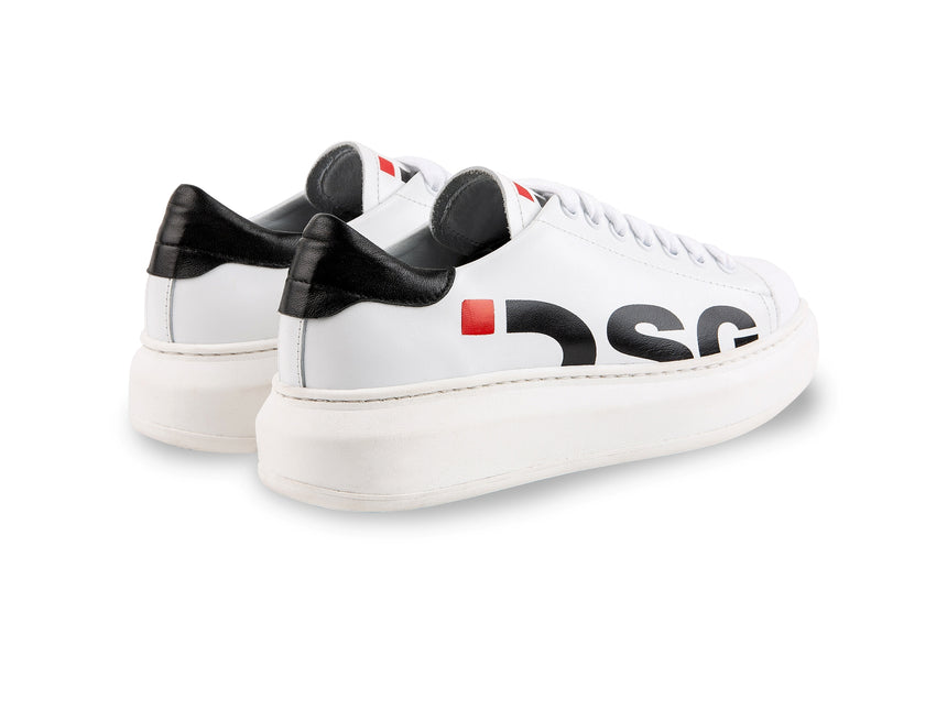 SNEAKER DSG IN NAPPA BIANCA CON LOGO LATERALE NERO