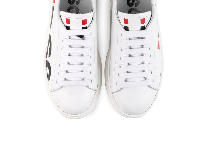 SNEAKER DSG IN NAPPA BIANCA CON LOGO LATERALE NERO