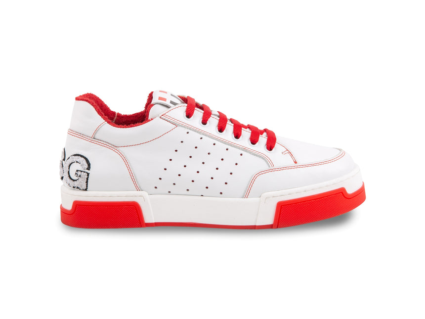 SNEAKER DSG NAPPA BIANCA CON LAVORAZIONE LOGO IN SPUGNA
