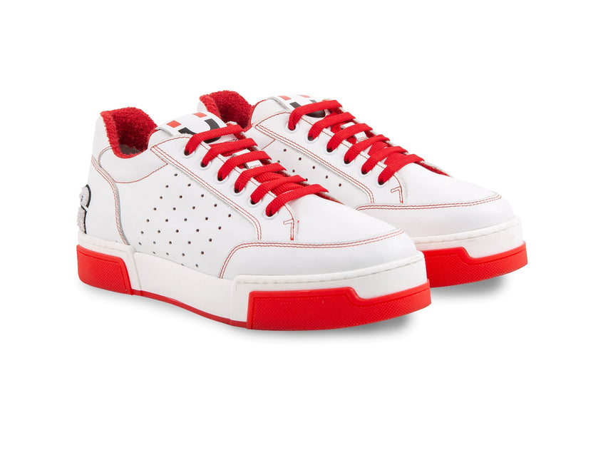 SNEAKER DSG NAPPA BIANCA CON LAVORAZIONE LOGO IN SPUGNA