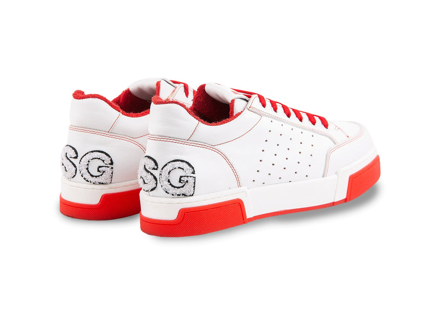 SNEAKER DSG NAPPA BIANCA CON LAVORAZIONE LOGO IN SPUGNA