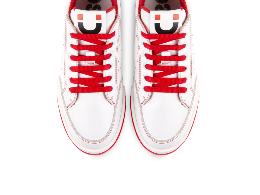 SNEAKER DSG NAPPA BIANCA CON LAVORAZIONE LOGO IN SPUGNA