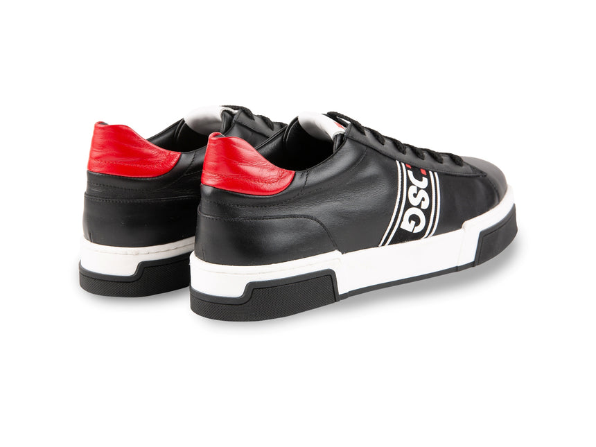 SNEAKER NAPPA NERA CON GRO LATERALE STAMPATO