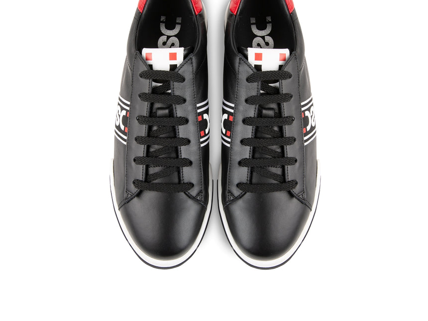 SNEAKER NAPPA NERA CON GRO LATERALE STAMPATO