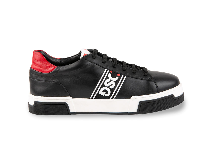 SNEAKER NAPPA NERA CON GRO LATERALE STAMPATO
