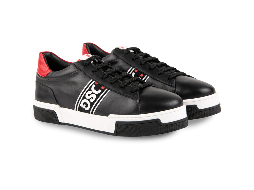 SNEAKER NAPPA NERA CON GRO LATERALE STAMPATO