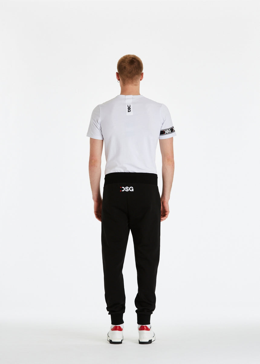 PANTALONE JOGGER DSG IN FELPA NERA CON PATCH E RICAMO DSG