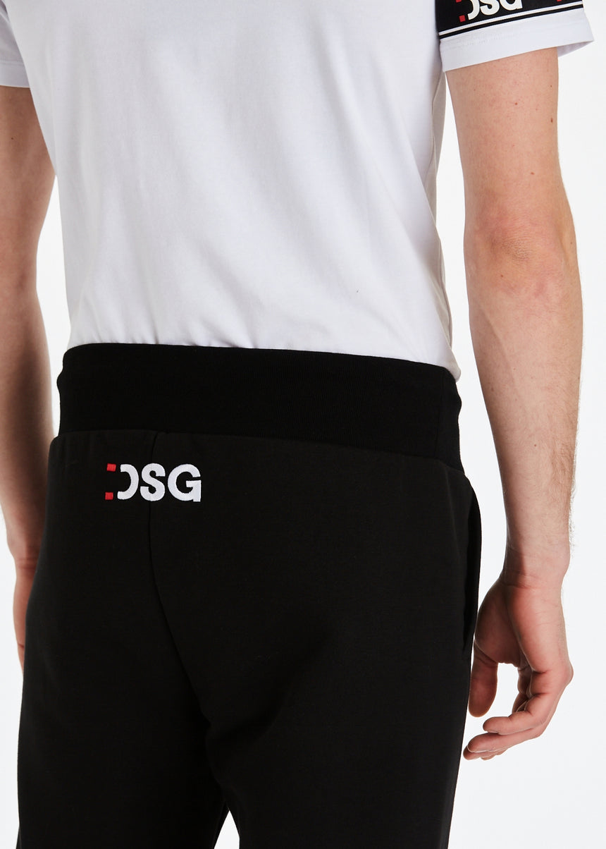 PANTALONE JOGGER DSG IN FELPA NERA CON PATCH E RICAMO DSG