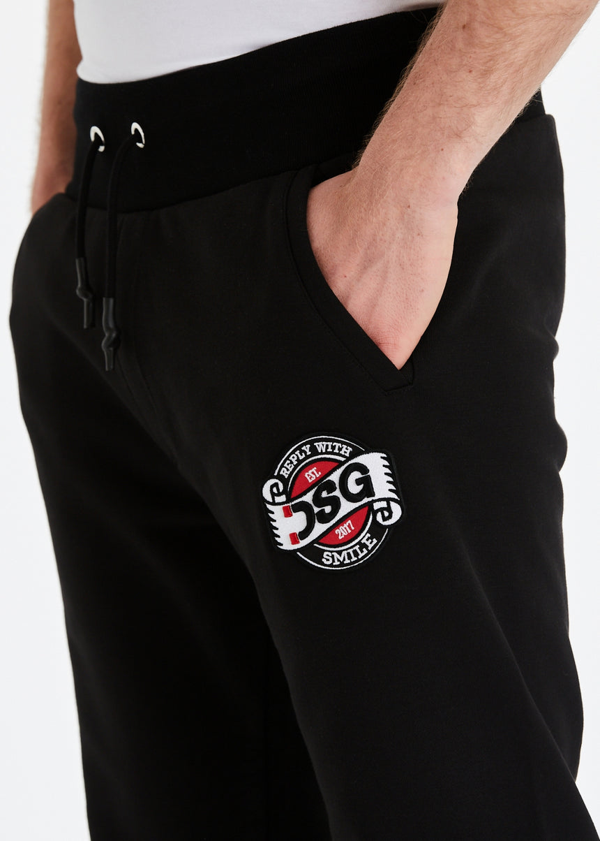 PANTALONE JOGGER DSG IN FELPA NERA CON PATCH E RICAMO DSG