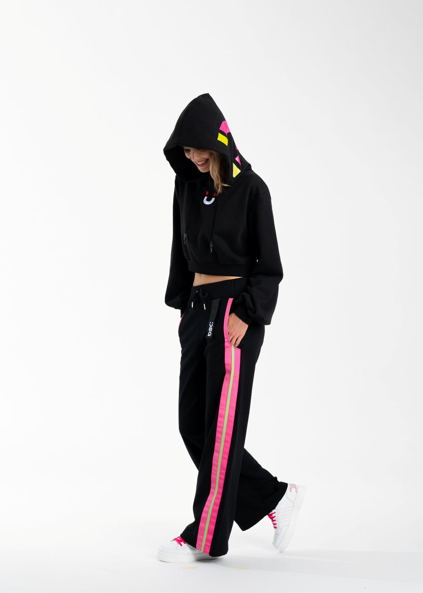 FELPA CAPPUCCIO DSG NERA CON STAMPA FUXIA