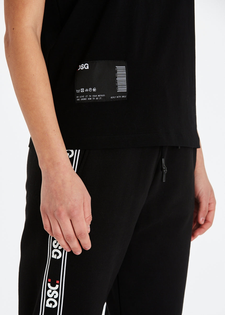 T-SHIRT ELASTICIZZATA DSG NERA CON RICAMO LOGO BIANCO