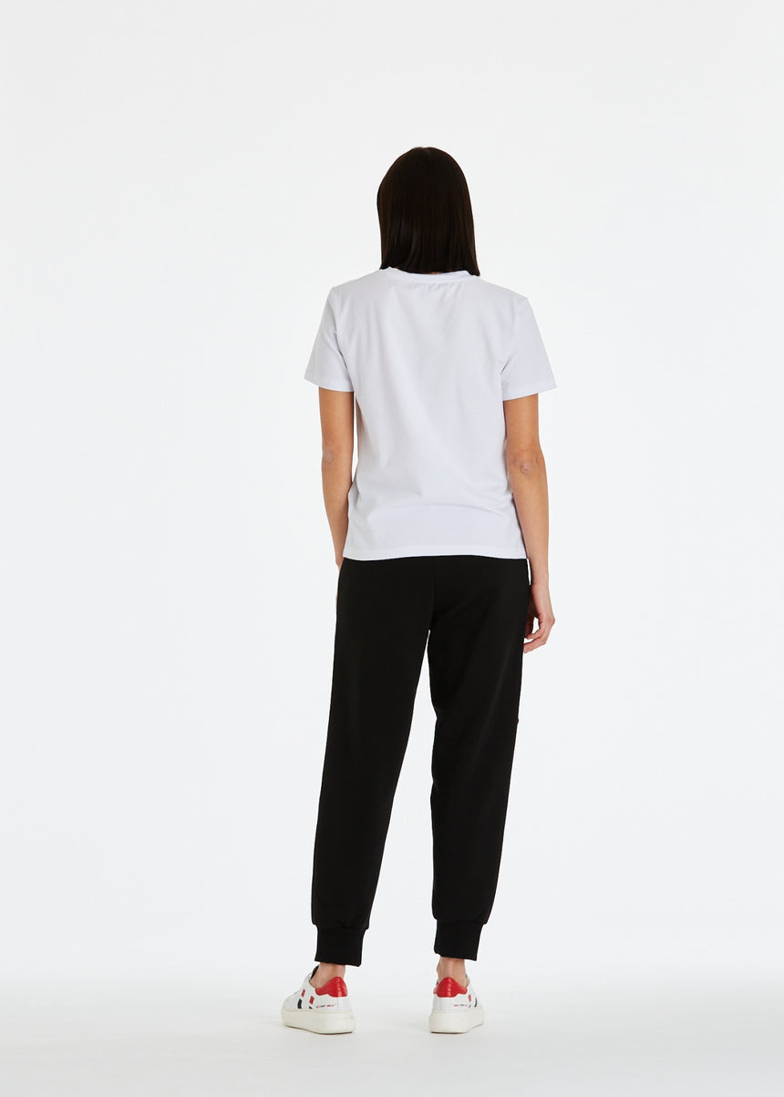 T-SHIRT ELASTICIZZATA DSG BIANCA CON RICAMO LOGO NERO