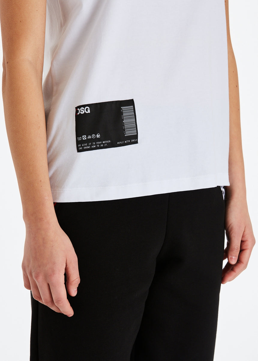 T-SHIRT ELASTICIZZATA DSG BIANCA CON RICAMO LOGO NERO