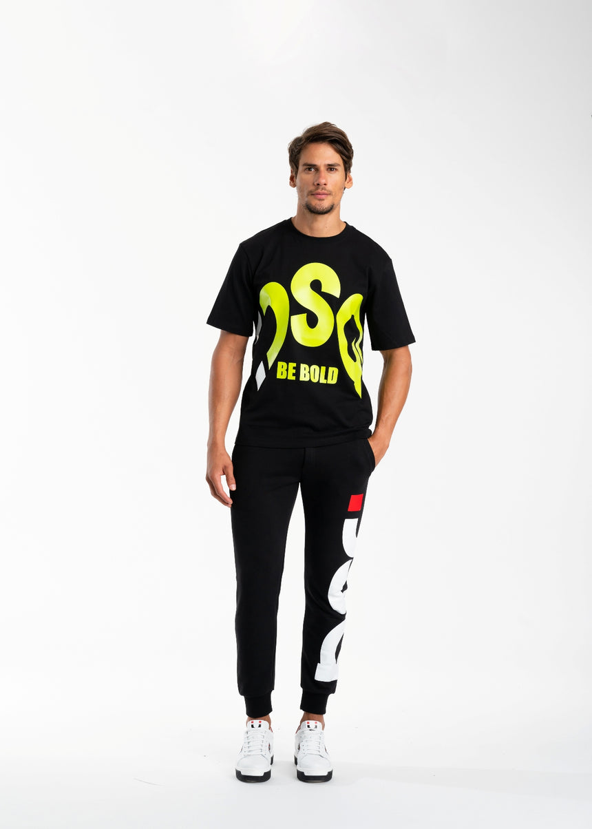 T-SHIRT DSG NERA CON STAMPA MAXI LOGO LIME (UNISEX)