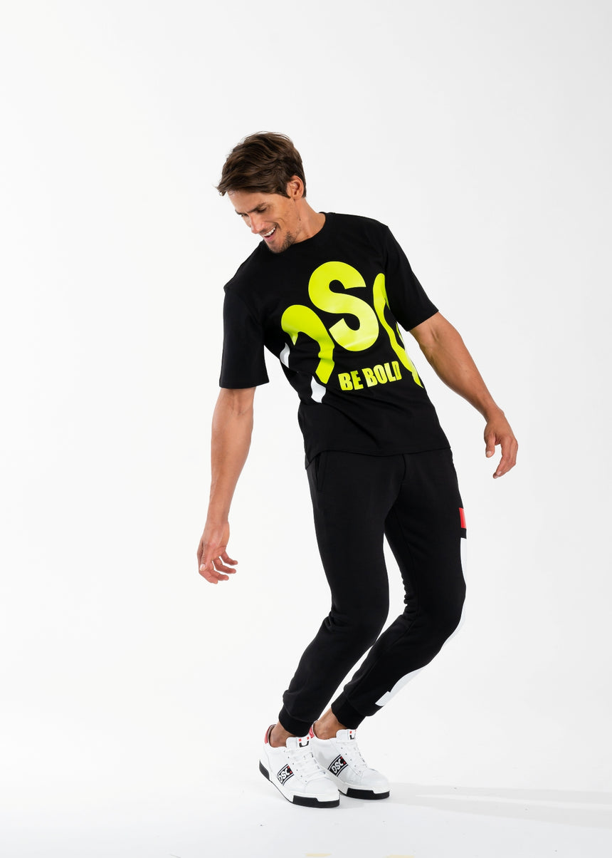 T-SHIRT DSG NERA CON STAMPA MAXI LOGO LIME (UNISEX)