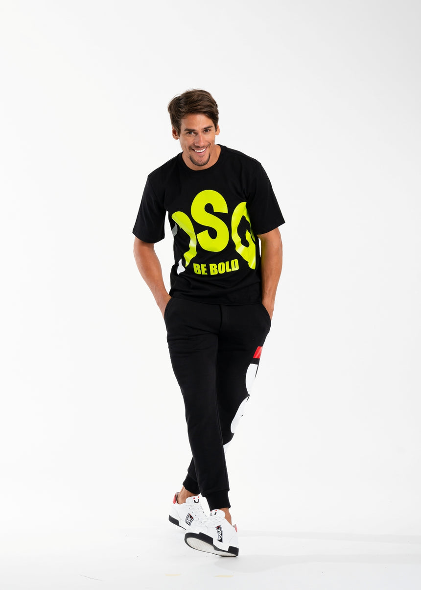 T-SHIRT DSG NERA CON STAMPA MAXI LOGO LIME (UNISEX)