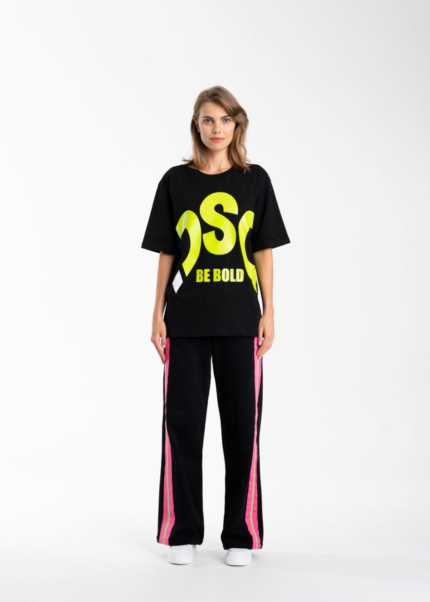 T-SHIRT DSG NERA CON STAMPA MAXI LOGO LIME (UNISEX)