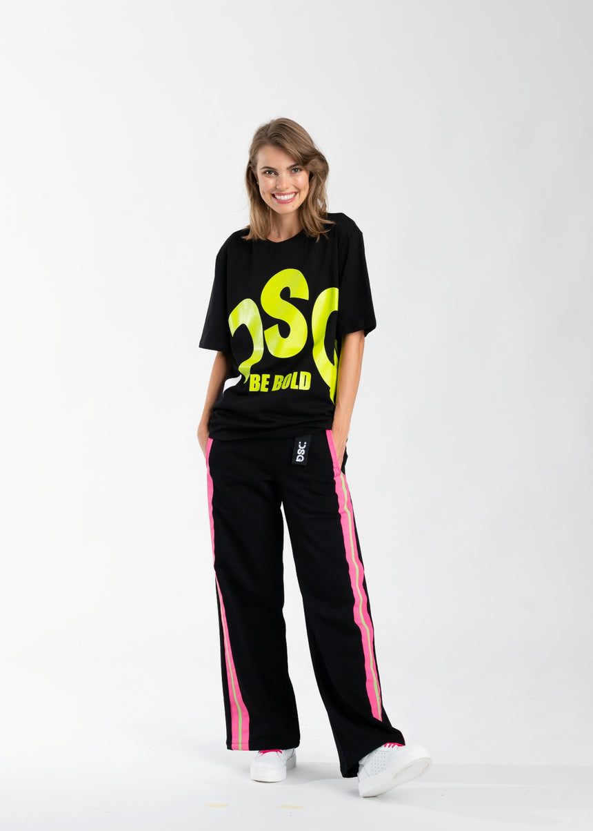 T-SHIRT DSG NERA CON STAMPA MAXI LOGO LIME (UNISEX)