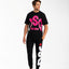 T-SHIRT DSG NERA CON STAMPA MAXI LOGO FUCSIA