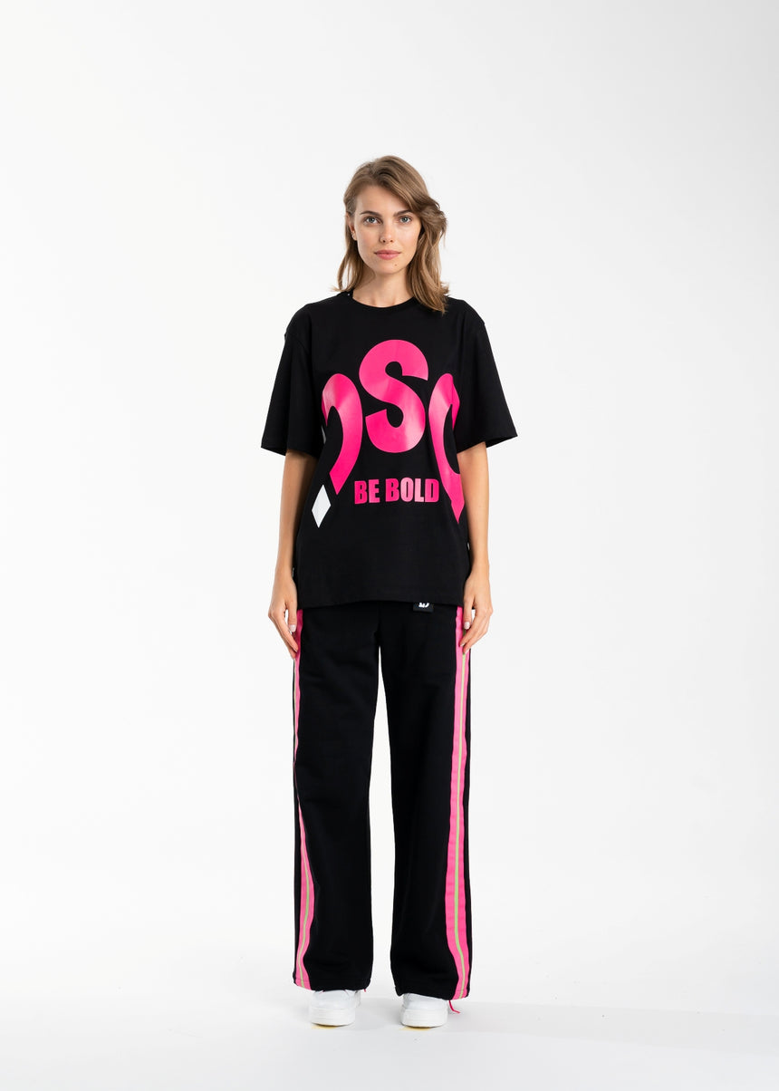 T-SHIRT DSG NERA CON STAMPA MAXI LOGO FUCSIA (DONNA)