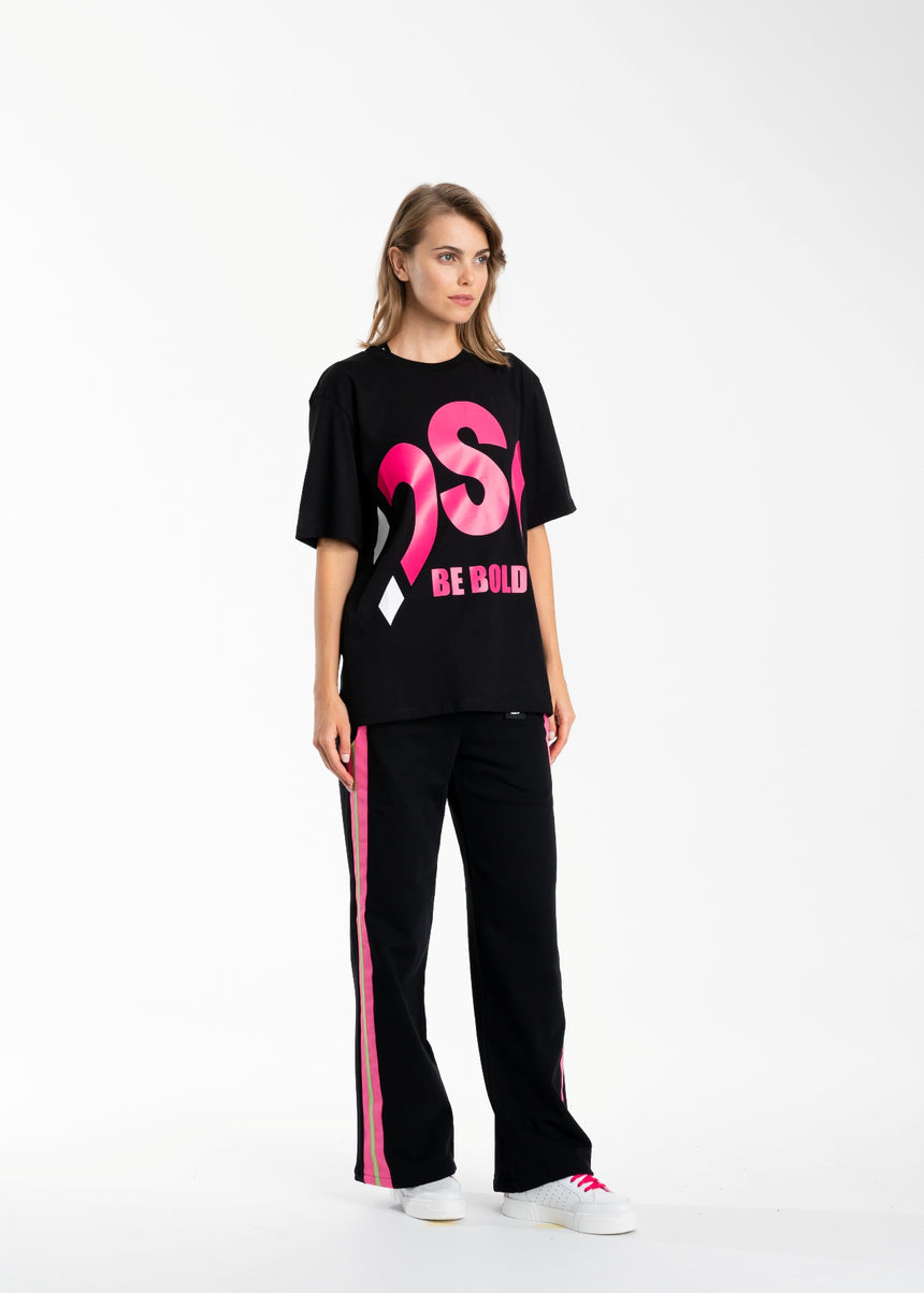 T-SHIRT DSG NERA CON STAMPA MAXI LOGO FUCSIA (DONNA)