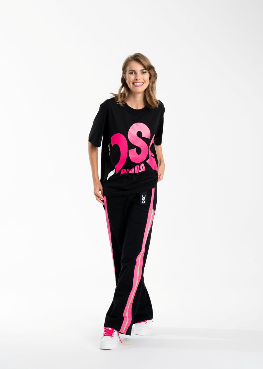 T-SHIRT DSG NERA CON STAMPA MAXI LOGO FUCSIA (DONNA)