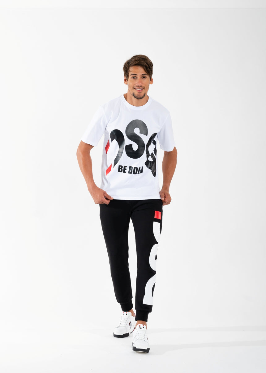 T-SHIRT DSG BIANCA CON STAMPA MAXI LOGO NERA (UNISEX)