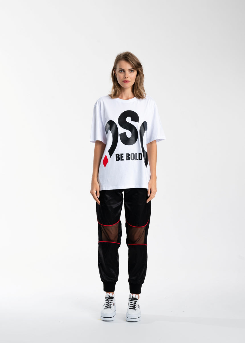 T-SHIRT DSG BIANCA CON STAMPA MAXI LOGO NERA (UNISEX)
