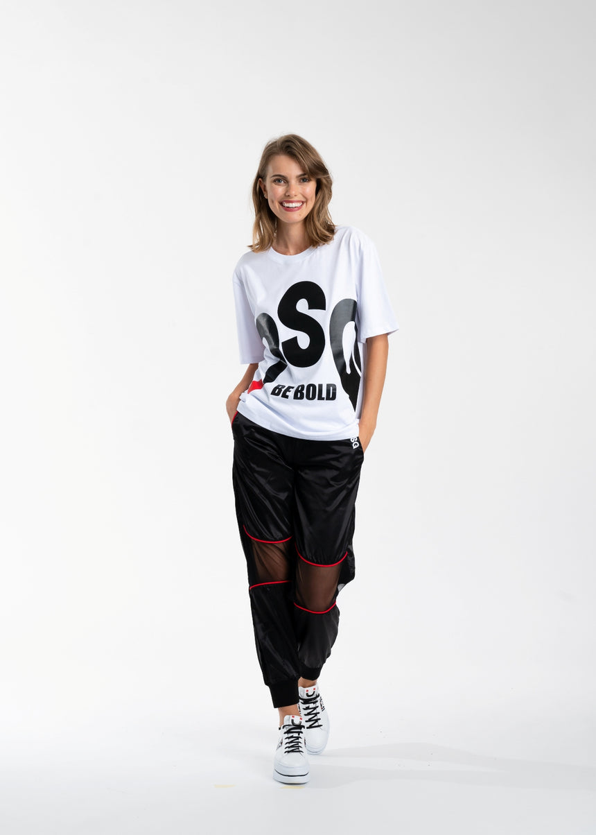 T-SHIRT DSG BIANCA CON STAMPA MAXI LOGO NERA (UNISEX)