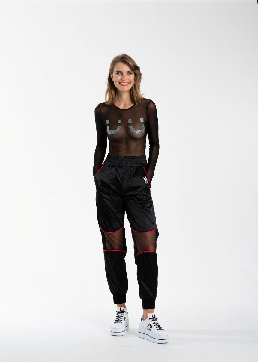 BODY DSG NERO IN RETE CON STRASS FUME'