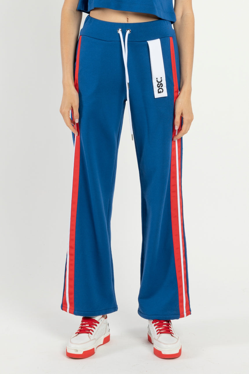 PANTALONE PALAZZO DSG IN FELPA BLUE E GRO ROSSO