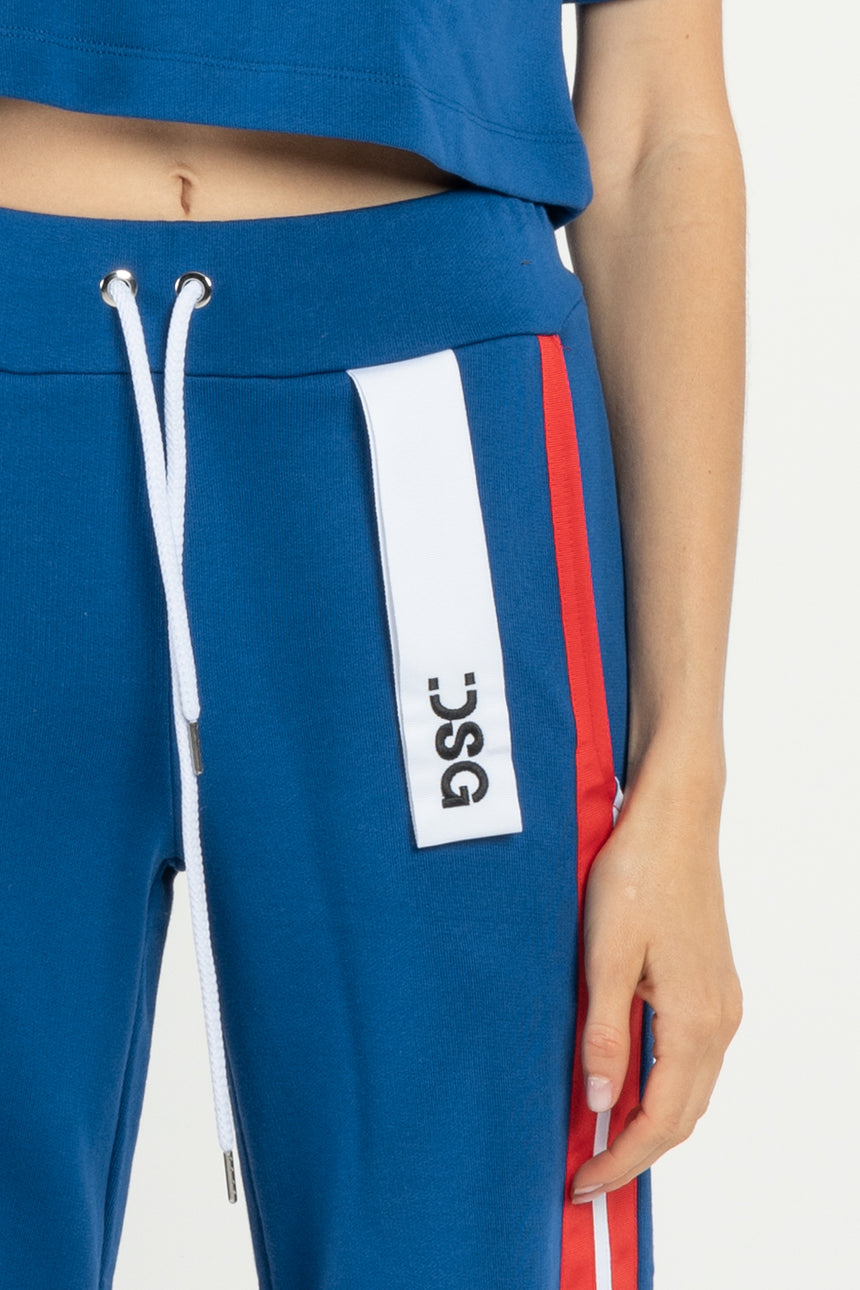 PANTALONE PALAZZO DSG IN FELPA BLUE E GRO ROSSO
