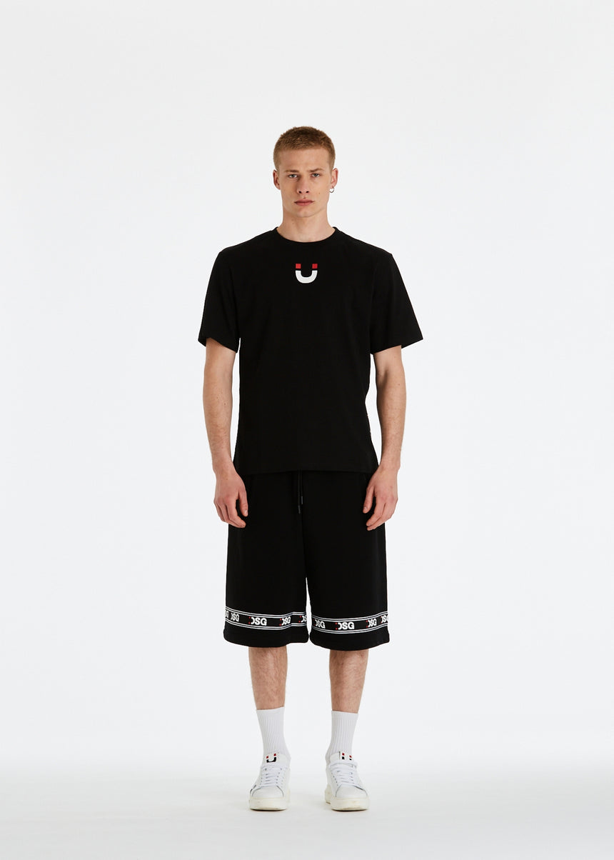 T-SHIRT DSG NERA CON STAMPA "REPLY WITH SMILE" ROSSA SUL DIETRO