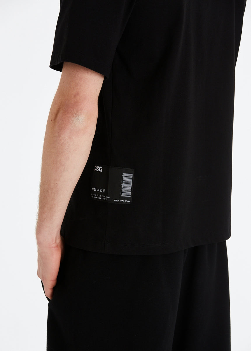 T-SHIRT DSG NERA CON STAMPA "REPLY WITH SMILE" ROSSA SUL DIETRO