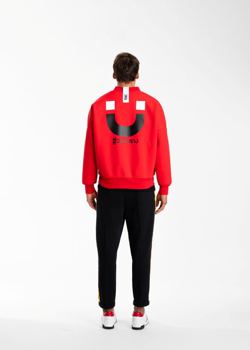 GIACCA BOMBER ROSSO IN NEOPRENE CON STAMPA SMILE