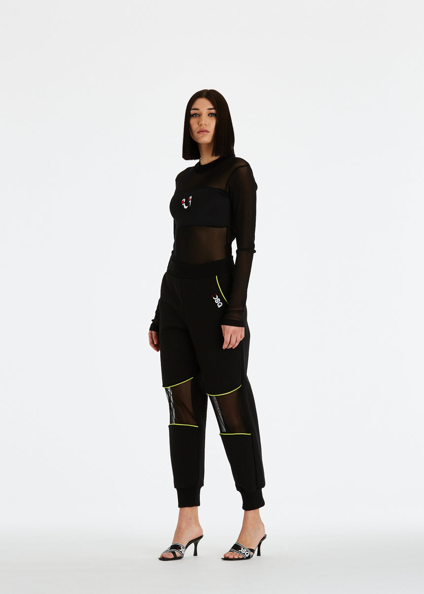 TOP DSG ELASTICIZZATO IN RETE E LICRA CON PATCH SMILE