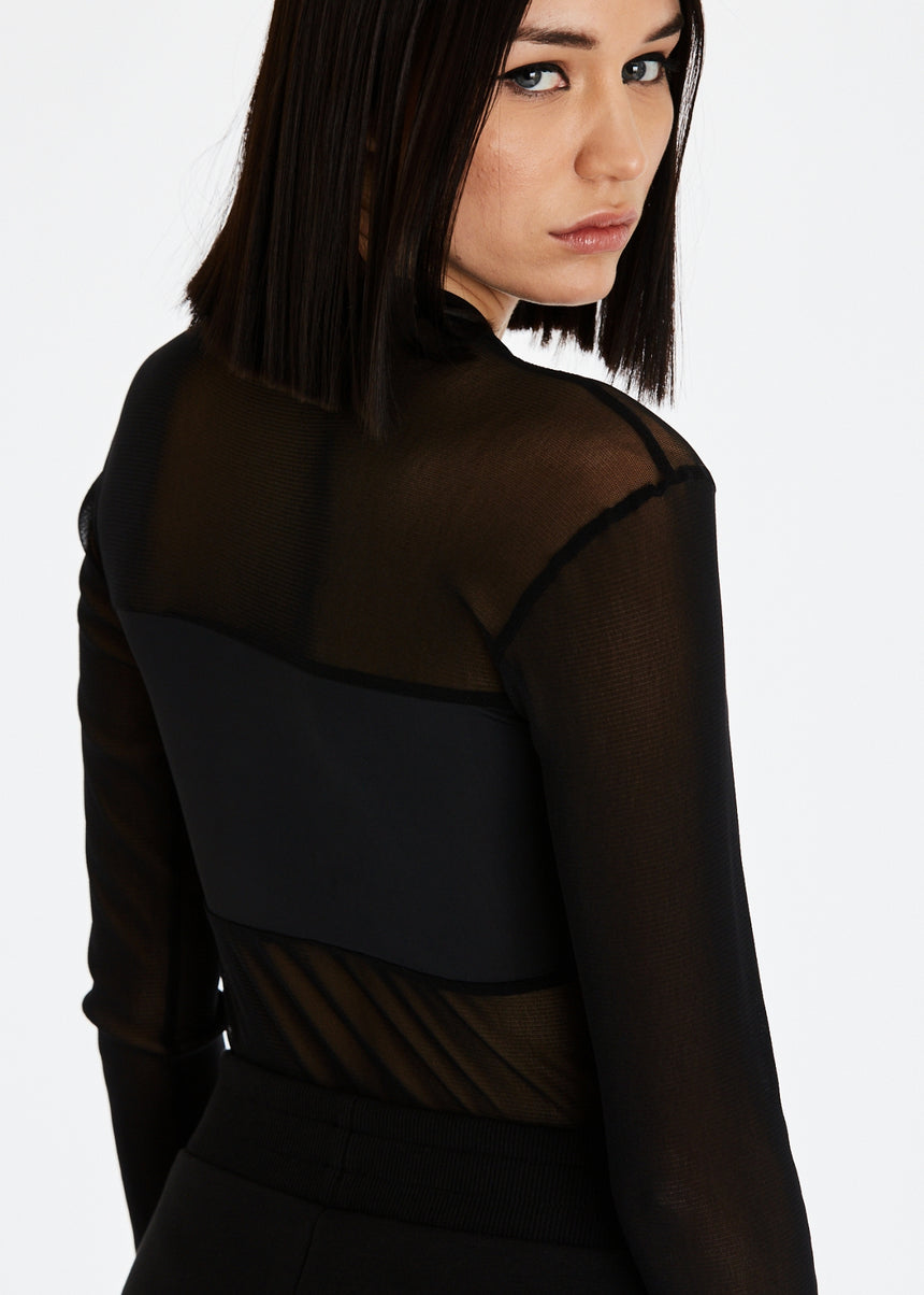 TOP DSG ELASTICIZZATO IN RETE E LICRA CON PATCH SMILE