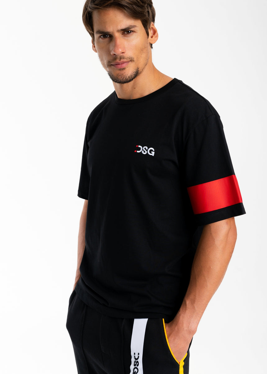 T-SHIRT DSG NERA CON STAMPA SMILE BIANCA SUL DIETRO E GRO