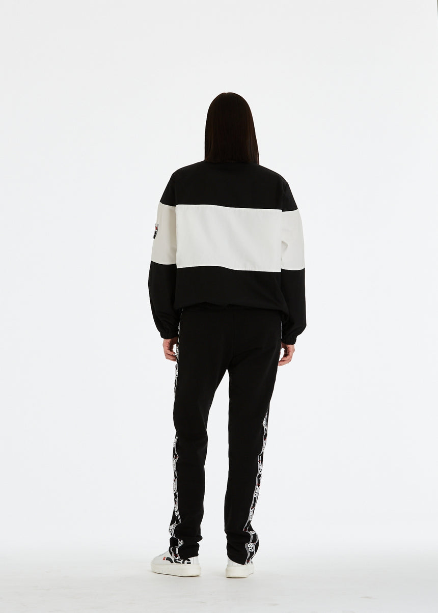 GIACCA DSG IN COTONE NERO E NYLON CON LOGO RICAMATO