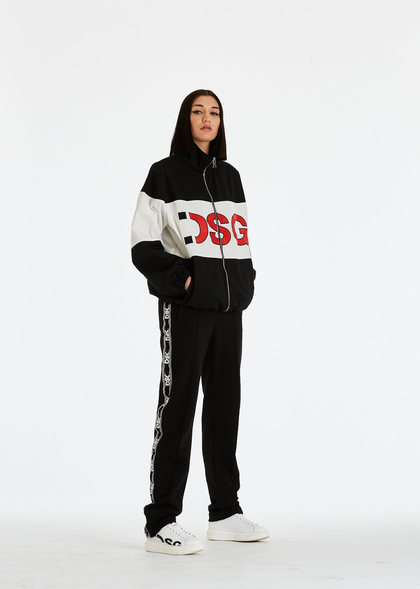 GIACCA DSG IN COTONE NERO E NYLON CON LOGO RICAMATO