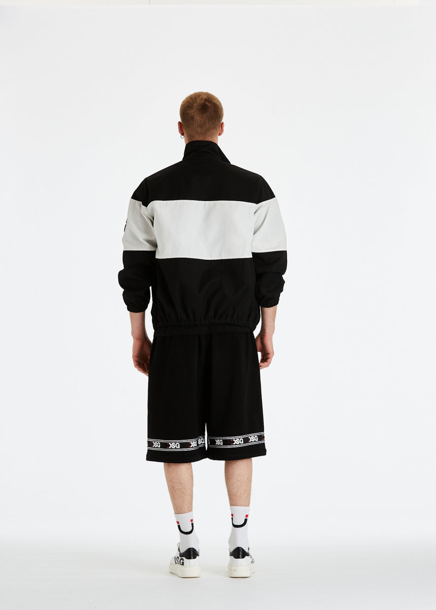 GIACCA DSG IN COTONE NERO E NYLON CON LOGO RICAMATO
